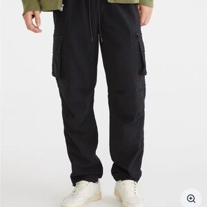 Aeropostale Black Cargo Pants Relaxed Fit Drawstring Waist